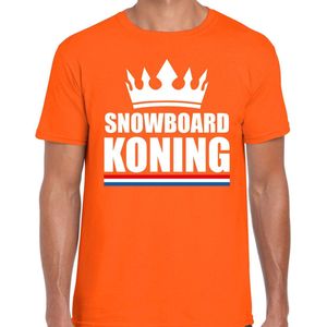 Oranje snowboard koning apres ski shirt met kroon heren - Sport / hobby kleding XXL