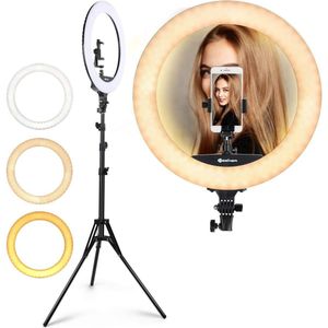 Ring light XXL 36cm/ 14 inch met 3 houders en een  Gratis er ook bij een tripod selfie stick!