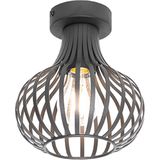 QAZQA saffira - Moderne Plafondlamp - 1 lichts - Ø 180 mm - Zwart - Woonkamer | Slaapkamer | Keuken