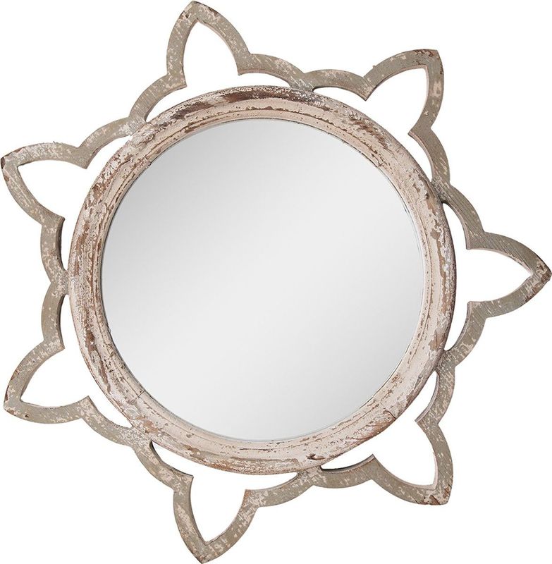 Clayre & Eef Spiegel 86x84 cm Beige Hout Grote Spiegel