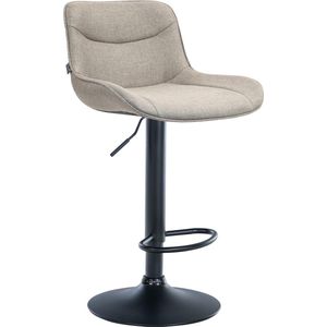 CLP Vonore Barkruk - Met rugleuning - Met voetensteun - Verstelbaar - Metalen frame - Stof - zwart/taupe