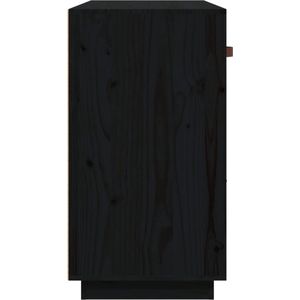 The Living Store Klassieke Houten Dressoir - 100 x 40 x 75 cm - Zwart - Massief grenenhout en PU