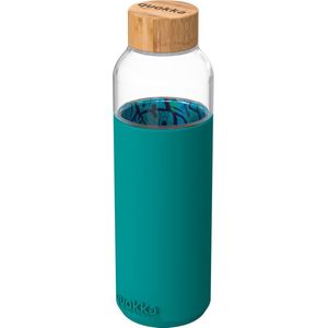 Quokka Drinkfles Flow Palm Leaves Glas 660 Ml Turquoise