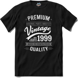 Vintage Legend Sinds 1999 - verjaardag en feest cadeau - Kado tip - T-Shirt - Unisex - Zwart - Maat XL