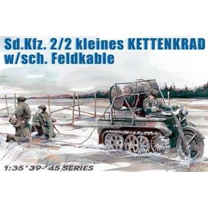 1:35 Dragon 6128 Sd.Kfz. 2/2 kleines Kettenkrad w/sch. Feldkable - Militaire Motorfiets Plastic Modelbouwpakket