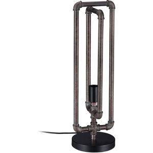 relaxdays tafellamp waterleiding - tafellampje industrieel - e27 fitting - vintage lamp