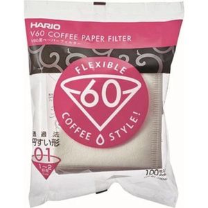 HARIO V60 Koffiefilters - 01 Size - Wit - 100 stuks