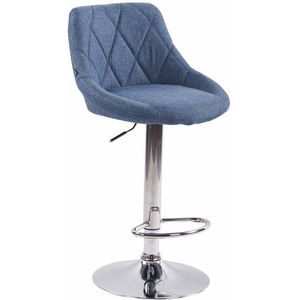 Luxe Barkruk Izan - Blauw - Chroom - Ergonomische barstoelen - Hoogte verstelbaar - 360 Rotatie - Set van 1 - Met Rugleuning - Voetensteun - Voor Keuken en Bar - Gestoffeerde Zitting