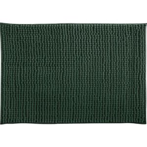 MSV Badkamerkleed/badmat tapijtje voor op de vloer - donkergroen - 40 x 60 cm - Microvezel - anti slip