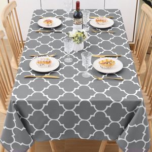 Tafelkleed afwasbaar, rechthoekig, 100 x 140 cm, polyester, waterafstotend, lotuseffect, Marokkaans tafellinnen, vuilafstotend, afwasbaar, tafelkleed voor buiten, feest, keuken, grijs