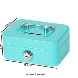 Geldkist (Money box) met sleutel, L11 x B8 x H5 cm - Groen