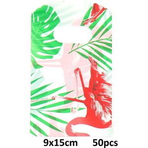 Cadeautasje - Giftbag Kunststof - Set van 50 Stuks - 9x15 cm - Flamingo