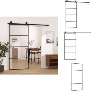vidaXL Schuifdeur - Schuifdeuren - Glazen Schuifdeur - Glazen Schuifdeuren - Schuifdeur met beslag 90x205 cm ESG-glas en aluminium