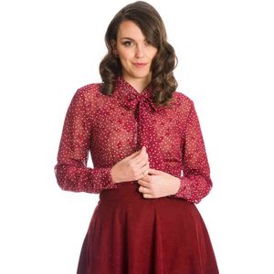 Dancing Days - ROSE PUSSY BOW Blouse - XL - Bordeaux rood