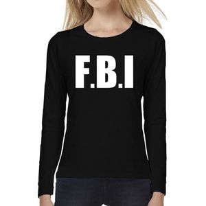 Politie FBI tekst t-shirt long sleeve zwart voor dames - F.B.I. shirt met lange mouwen XL