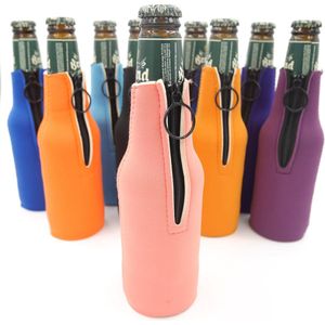 Koelhouder / koelhoud / isolatie hoesje voor 30 cl (bier)flesjes kleur roze