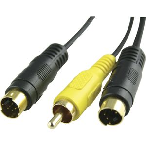 Deltaco MM-33A Video Kabel - 7-pins Male - S-Video male - DIN Plug - RCA Tulp Male - 3m