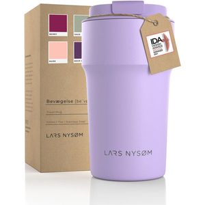 LARS NYSØM - 'Bevægelse' Thermos Coffee Mug-to-go 500ml - BPA-vrij met Isolatie - Lekvrije Roestvrijstalen Thermosbeker - Lilac
