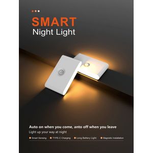 NatuurNook® - LED Nachtlampje - 2 stuks - Nachtlampjes - Sensor lamp binnen - Trapverlichting led bewegingssensor - Trapverlichting draadloos - Magnetische Montage - Oplaadbaar - Wandlamp binnen - Kastverlichting- Met Ronde lens - Wit