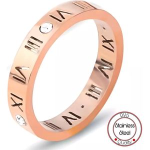 Soraro Ring Zirkonia | Roman Ring | Rosekleurig | Ringen Vrouwen | 18mm | Ring Dames | Dames Cadeau |