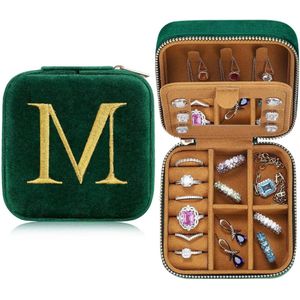 Sieradendoosje met initialen - Reisorganizer box voor dames en meisjes - Kerstcadeaus - Verjaardagscadeaus - Bruiloft cadeaus - Bruidsmeisje gift