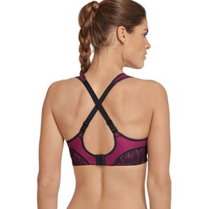 SCHIESSER Active bh (1-pack) - dames sportbeha voorgevormde cups zonder beugel high support berry gedessineerd - Maat: 85E