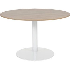 Vergadertafel - Linesto rond grijs - wit frame