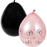 Ballonnen | 60 Jaar | 8 stuks | Zwart - Roze