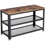 Nancy's Schoenenrek - Opbergrek - 3 Laags - Industrieel - Rustiek Bruin - 73 x 30 x 45 cm