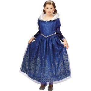 Blauwe  prinsessenjurk - Luxe - sneeuw prinses - maat 140