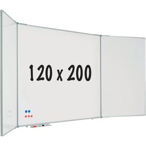 Vijfzijdig whiteboard RC10 profiel - Magnetisch - Geëmailleerd staal Wit - 120x200cm