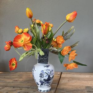 Seta Fiori - Oranje kunst boeket - Real Touch tulpen - 40cm -