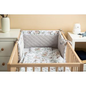 Sensillo Baby Bedbumper - Bedomrander - Anti stootrand Ledikant - Bed Zijbeschermers - 180x30cm - Grijze Hertjes