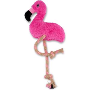 Beco Pluche Hondenknuffel met Pieper Flamingo - Hondenknuffel van Gerecycled Materiaal - Medium