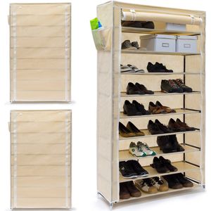 Relaxdays 3 x schoenenrek VALENTIN - 9 etages - stofkast - schoenenkast - rek - beige