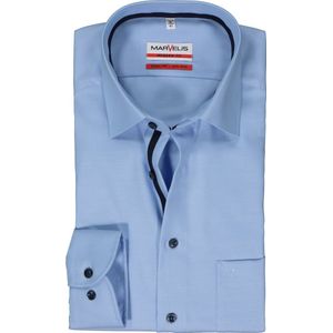 MARVELIS modern fit overhemd - twill - lichtblauw - Strijkvrij - Boordmaat: 46