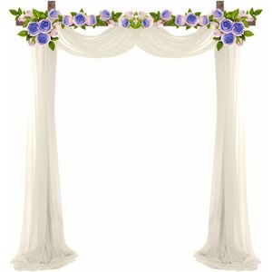Trouwboog-drapestof, bruiloftsboog-tule stof, gordijnen bruiloft booggordijnen, voor stoeldecoratie, rekwisieten schieten (melkachtig wit)
