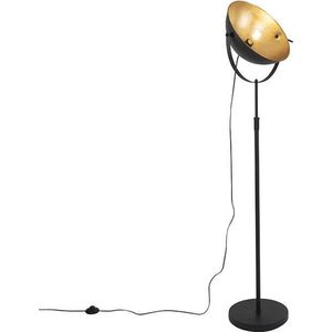 QAZQA magnax - Industriele Vloerlamp | Staande Lamp - 1 lichts - H 169 cm - Zwart Goud - Industrieel - Woonkamer | Slaapkamer