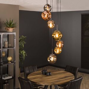 Hanglamp Stellar getrapt | 7 lichts | oud zilver | Ø 40 cm | verstelbaar tot 280 cm | industrieel / modern design | eetkamer / woonkamer | metaal