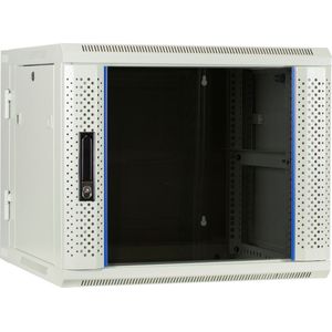 DSIT 9U witte wandkast / serverbehuizing (kantelbaar) met glazen deur 600x600x500mm (BxDxH) - 19 inch