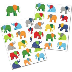 Stickervellen Olifanten - Olifant Stickers - Stickers Olifantjes - Stickervellen Volwassenen - Stickers Volwassenen - Knutselen Meisjes - Kaarten Maken - Stickervellen - Olifant - Hobbystickers