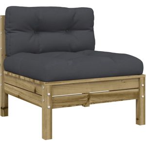 The Living Store Tuinbank zonder armleuningen met kussens geïmpregneerd hout - Tuinbank - Houten Tuinbank - Tuinset - Lounge Set - Balkonset