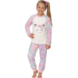 Warme Huispak Unicorn - Pyjamaset - Roze / Multicolor - Pyjama Meisjes - Homesuit - Maat 110 / 116