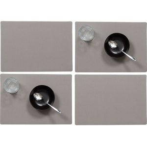 Wicotex luxe Placemats Plain - Set van 6x stuks - taupe - 43 x 30 cm - Met anti slip laag - Teflon coating toplaag