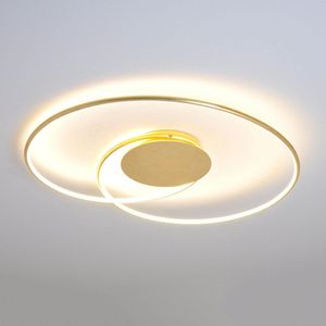 Lindby - LED plafondlamp - Plastic, metaal - H: 5.2 cm - goud, wit