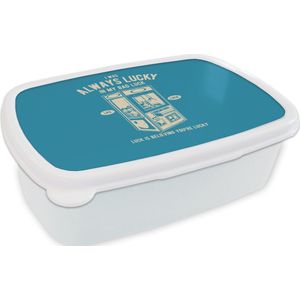 Broodtrommel Wit - Lunchbox - Brooddoos - Grijpmachine - Vintage - Simpel - 18x12x6 cm - Volwassenen