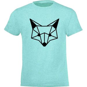 Be Friends T-Shirt - Fox head - Kinderen - Mint groen - Maat 6 jaar