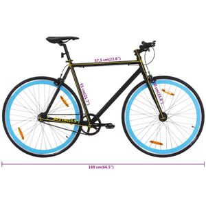 vidaXL Fixed Gear Fiets - Fixed Gear Fietssen - Fiets - Stadsfiets - Fiets met vaste versnelling 700 c 55 cm zwart en blauw