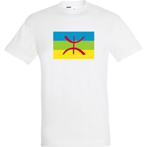T-shirt Amazigh / Berberse Vlag | Marokko Shirt | WK 2022 Voetbal | Morocco Supporter | Wit | maat XXL