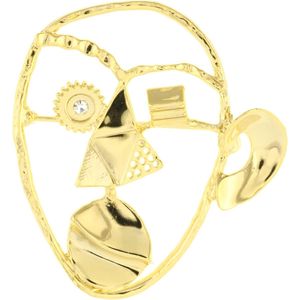Behave Broche abstract gezicht goud kleur 7 cm